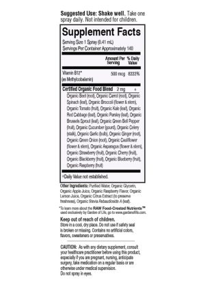 mykind Organics B-12 — ORGANIC ENERGY!, vegan B-12 - Back