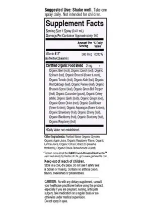 mykind Organics B-12 — ORGANIC ENERGY!, vegan B-12 - Back