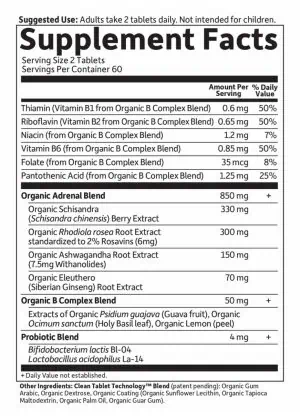 Garden of Life mykind Organics Adrenal Daily Balance — adaptogenic herbs, stress support - Back