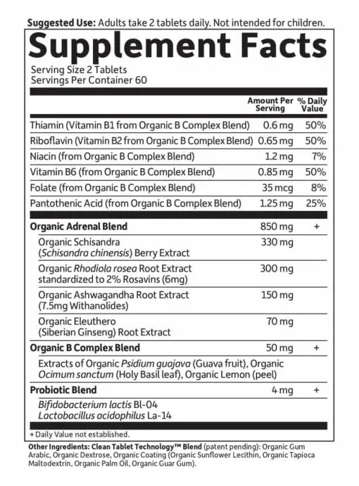 Garden of Life mykind Organics Adrenal Daily Balance — adaptogenic herbs, stress support - Back