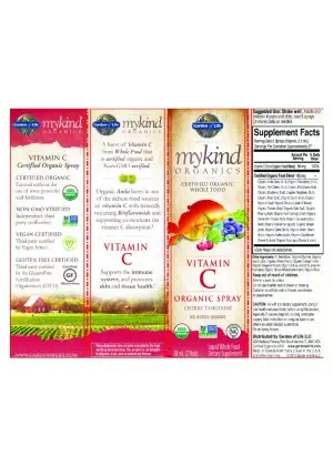 mykind Organics Vitamin C Spray — Organic Vitamin C, Whole Food Nutrition - Back