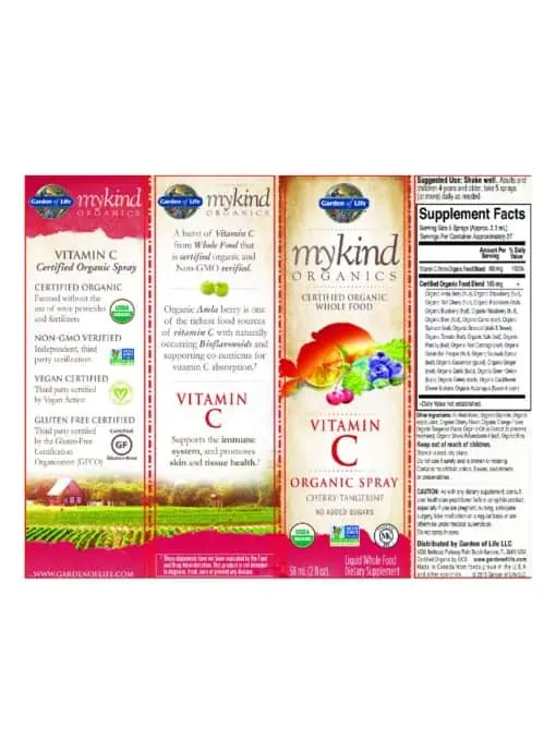 mykind Organics Vitamin C Spray — Organic Vitamin C, Whole Food Nutrition - Back