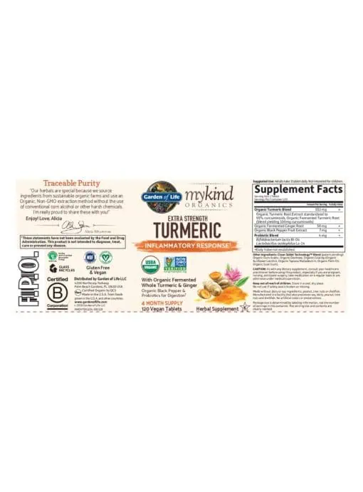 Garden of Life mykind Organics Extra Strength Turmeric -- turmeric supplement, organic turmeric - Back