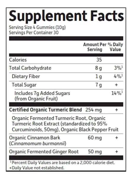 mykind Organics Herbal Turmeric — Organic Turmeric, Gummies - Back