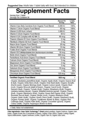 MyKind Organics Men’s Once Daily — Organic Multivitamin, Whole Food - Back