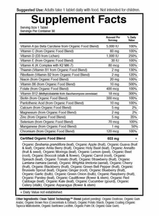 MyKind Organics Men’s Once Daily — Organic Multivitamin, Whole Food - Back