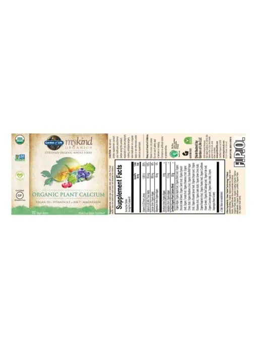 Garden of Life mykind Organics Organic Plant Calcium — vegan calcium supplement, organic calcium - Back