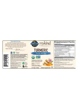 Garden of Life Turmeric Pain Relief — Organic Turmeric, Andrographis Extract - Back