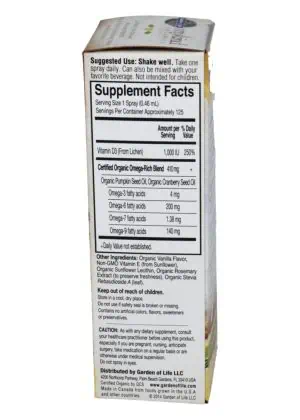 Garden of Life mykind Organics Vegan D3 — Vitamin D3, Organic Spray - Back