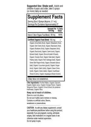 Garden of Life MyKind Organics Vitamin C Spray -- organic vitamin C, whole food supplement - Back