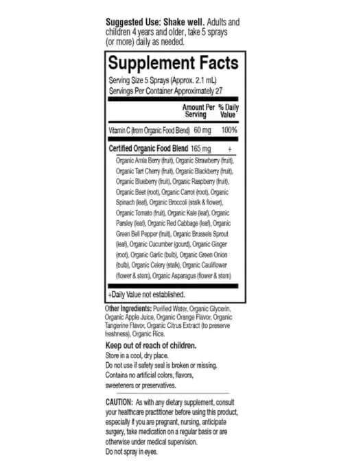 Garden of Life MyKind Organics Vitamin C Spray -- organic vitamin C, whole food supplement - Back