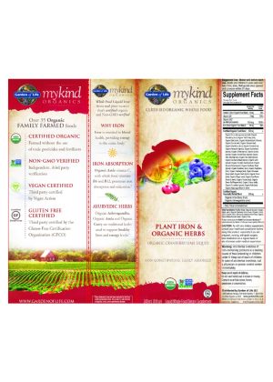 Garden of Life mykind Organics Plant Iron & Organic Herbs — Organic Whole Food, Vegan Iron - Back