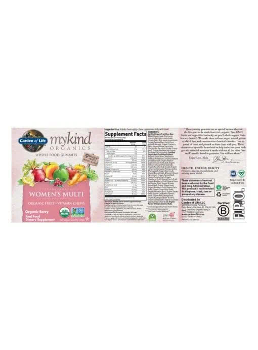 Garden of Life mykind Women's Multi-Berry -- organic gummies, whole food vitamins - Back