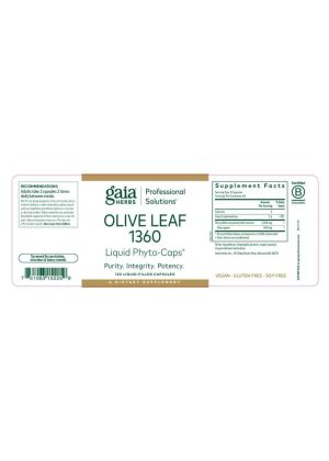 Gaia Herbs Olive Leaf 1360 — Heart Health, Immune Support - Back