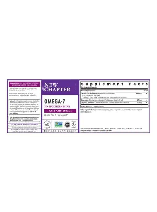New Chapter Omega 7 -- plant-sourced omega-7, sea buckthorn blend - Back