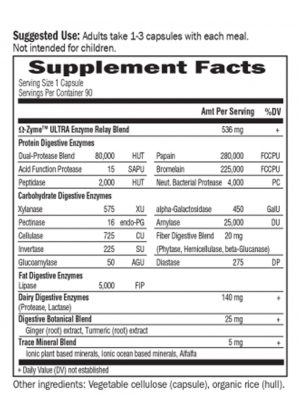 Garden of Life Ω-Zyme ULTRA — digestive enzyme blend, gastrointestinal health - Back