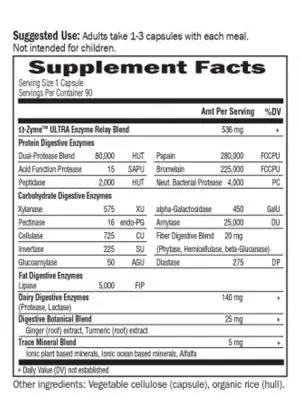 Garden of Life Ω-Zyme ULTRA — digestive enzyme blend, gastrointestinal health - Back