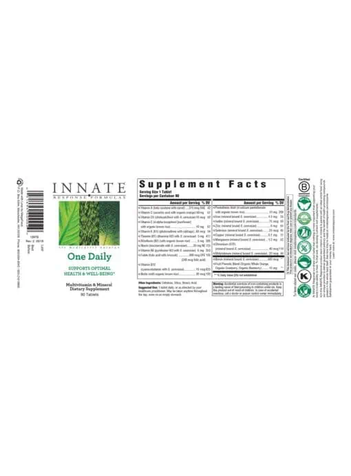 Innate Response One Daily -- multivitamin, daily supplement - Back