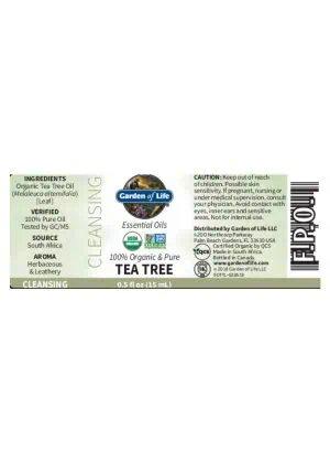 Garden of Life Tea Tree Oil — Organic Essential Oil, Cleansing - Back