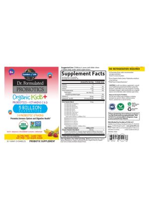 Garden of Life Organic Kids Probiotics Straw SS -- organic kids probiotics, chewable probiotics - Back