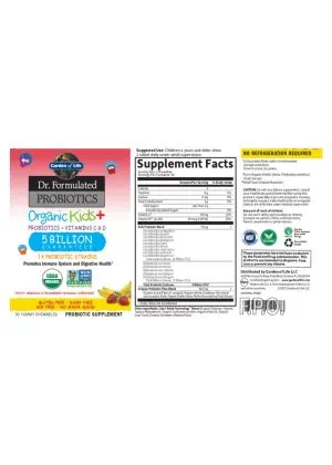 Garden of Life Organic Kids Probiotics Straw SS -- organic kids probiotics, chewable probiotics - Back