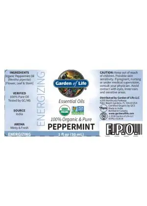 Garden of Life Peppermint — Organic Peppermint Oil, Essential Oils - Back
