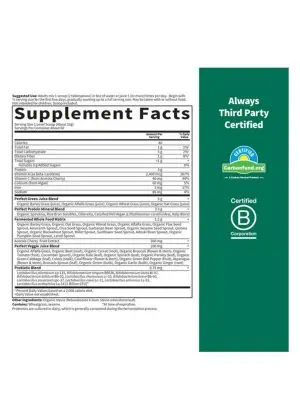 Garden of Life Perfect Food Super Green Formula — Nutrient-dense superfoods, Organic ingredients - Back