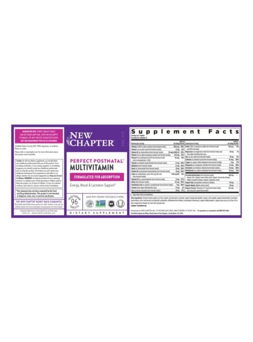 New Chapter Perfect Postnatal(TM) -- whole-food multivitamin, lactation support - Back