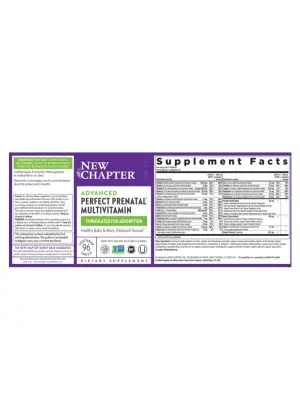 New Chapter Perfect Prenatal Multivitamin -- prenatal vitamins, organic ingredients - Back