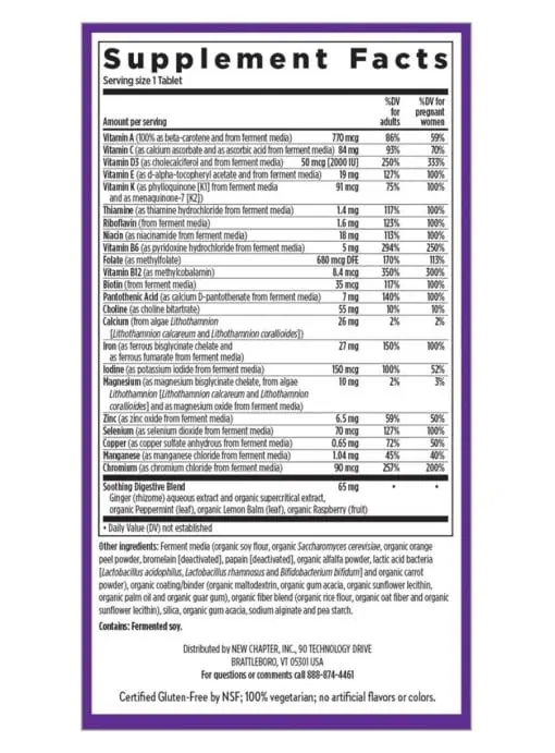 New Chapter Prenatal One Daily 35+ -- prenatal vitamins, multivitamin for pregnancy - Back