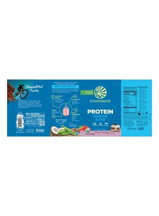 Sunwarrior Protein Warrior Blend Berry Shortcake -- organic protein powder, vegan protein - Back