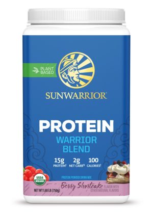 Sunwarrior Protein Warrior Blend Berry Shortcake -- organic protein powder, vegan protein