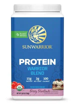 Sunwarrior Protein Warrior Blend Berry Shortcake -- organic protein powder, vegan protein