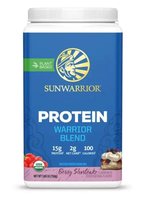 Sunwarrior Protein Warrior Blend Berry Shortcake -- organic protein powder, vegan protein