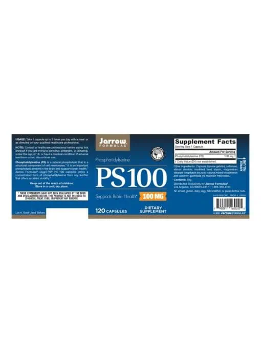 Jarrow Formulas PS-100 100mg -- phosphatidylserine supplement, brain health support - Back