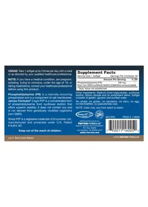 Jarrow Formulas PS-100 100mg -- phosphatidylserine supplement, cognitive support - Back
