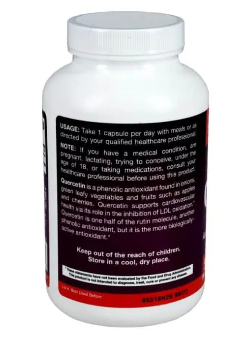 Jarrow Formulas Quercetin 500mg -- antioxidant support, cardiovascular health - Back