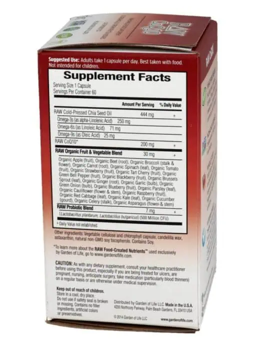 Garden of Life RAW CoQ10 -- antioxidant support, cardiovascular health - Back