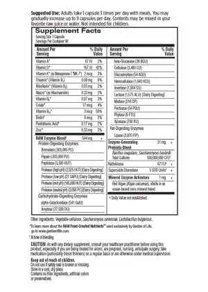 Garden of Life RAW Enzymes Women — Digestive Health, Probiotics - Back