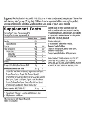 Garden of Life RAW FIBER — organic fiber, digestive health - Back