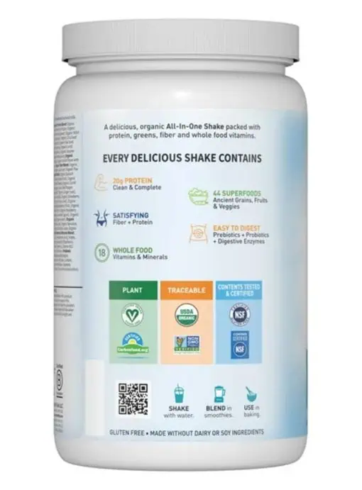 Garden of Life Raw Organic Meal — Plant-Based Protein, Whole Food Vitamins - Back