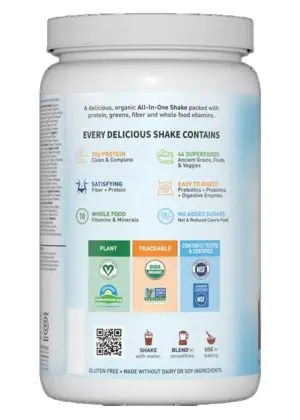 Garden of Life Raw Organic Meal — meal replacement, protein shake - Back