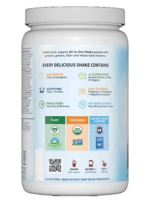 Garden of Life Raw Organic Meal — meal replacement, protein shake - Back