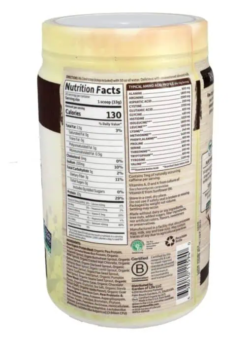 Garden of Life RAW Organic Protein - Real Raw Chocolate -- vegan protein powder, organic protein - Back