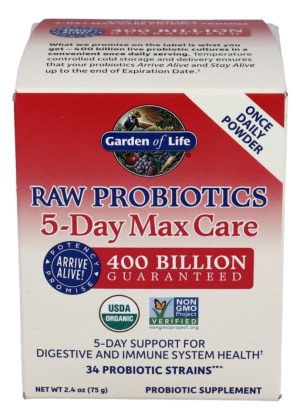 Garden of Life RAW Probiotics 5-Day Max Care — Probiotic Support, Digestive Health
