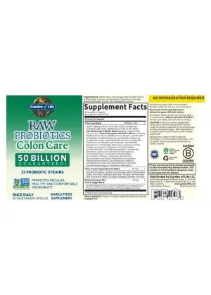 Garden of Life RAW Probiotics Colon Care -- probiotics, digestive health - Back