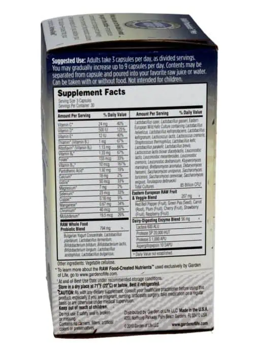 Garden of Life RAW Probiotics Men -- probiotics for men, digestive health - Back