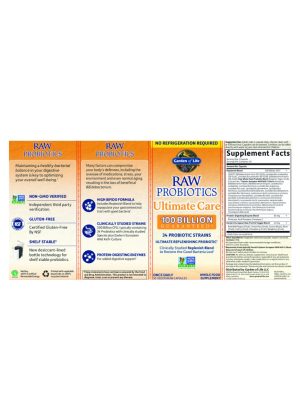 Garden of Life RAW Probiotics Ultimate Care — Probiotic Supplement, Digestive Health - Back