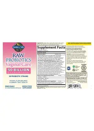 Garden of Life RAW Probiotics Vaginal Care — probiotics, vaginal health - Back