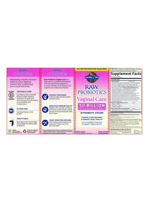 Garden of Life RAW Probiotics Vaginal Care — Probiotics for Women, Vaginal Health - Back